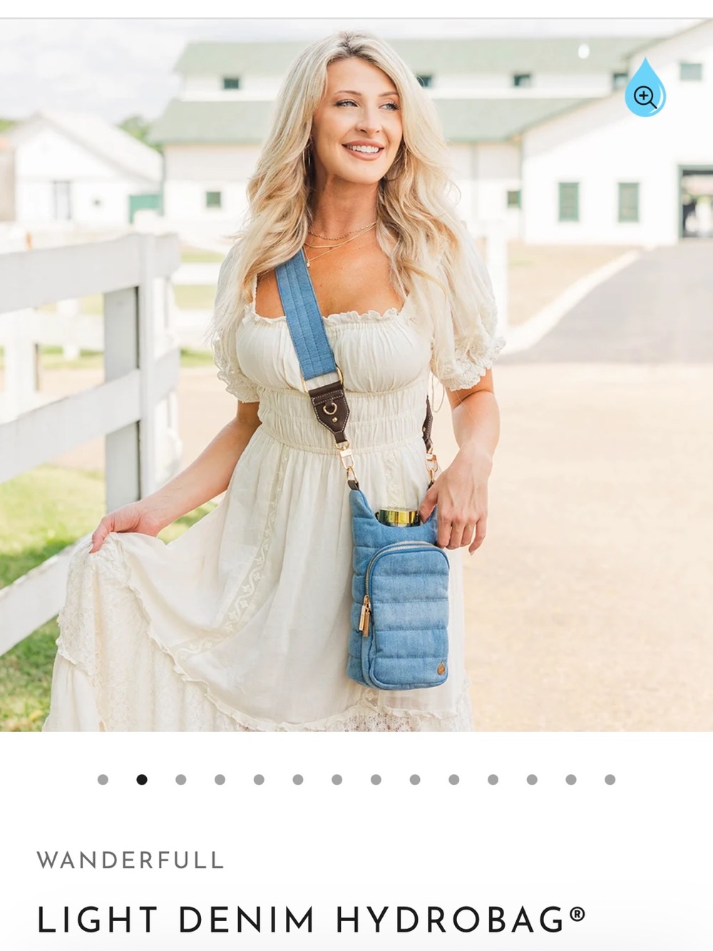 WanderFull Light Blue Denim Crossbody Bottle Bag with Adjustable Strap